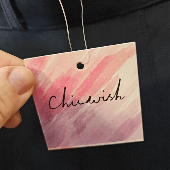 ChicWish A-Line Midi Flare out Skirt w/ Pockets NWT Womens Navy Blue Size Medium - Picture 3 of 8